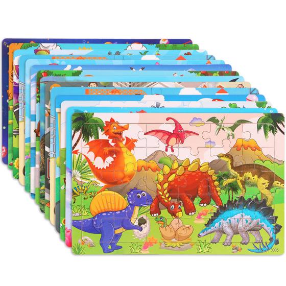 New Arrival Montessori Animal Travel Wooden Jigsaw Puzzle Board 30-Piece Toddler Learning Game Toy Set For Kids Boys And Girls