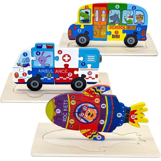 Wooden Toddler Puzzles for Kids Ages 2-4 Montessori Toys for 2 3 4 Year Old Boys Girls Toddler Educational Developmental Toys