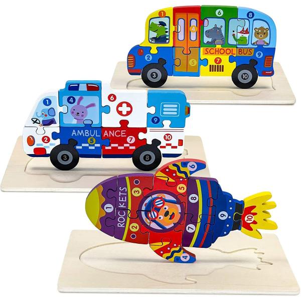 Wooden Toddler Puzzles for Kids Ages 2-4 Montessori Toys for 2 3 4 Year Old Boys Girls Toddler Educational Developmental Toys