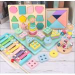XUX Baby Montessori Wooden 3d Toys Children Learning Kids Colorful Wooden Blocks Educational Toy Wooden Montessori Toys
