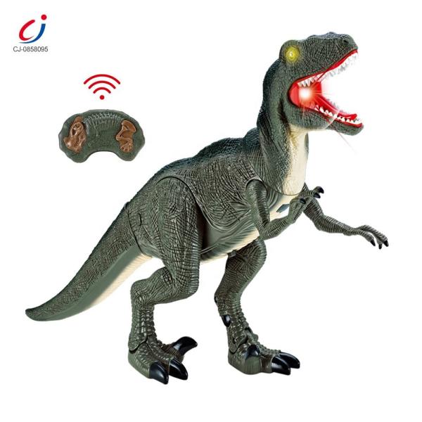 Chengji juguetes 2.4g rc realistic plastic walking animal toy kids infrared remote control dinosaur with light music
