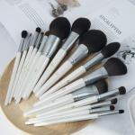 RTS Professional 15-Piece Pearl White Makeup Brush Set High Quality With Synthetic Hair Wood Handle For Powder Foundation Makeup
