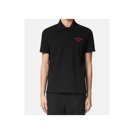 Embroidered Versace Milano Stamp Polo Shirt