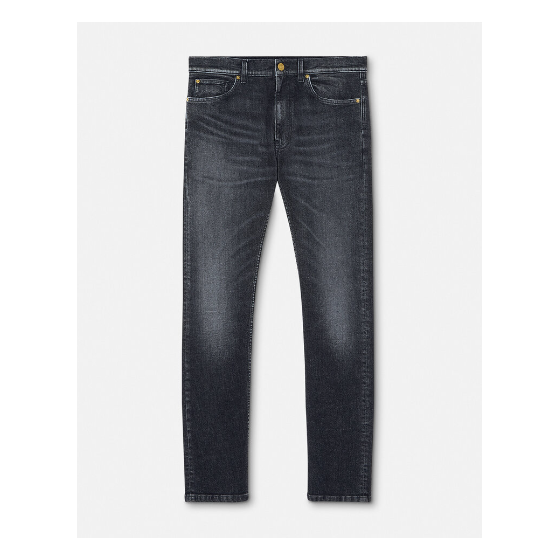 Medusa embroidered slim-fit jeans