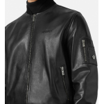Leather bomber jacket