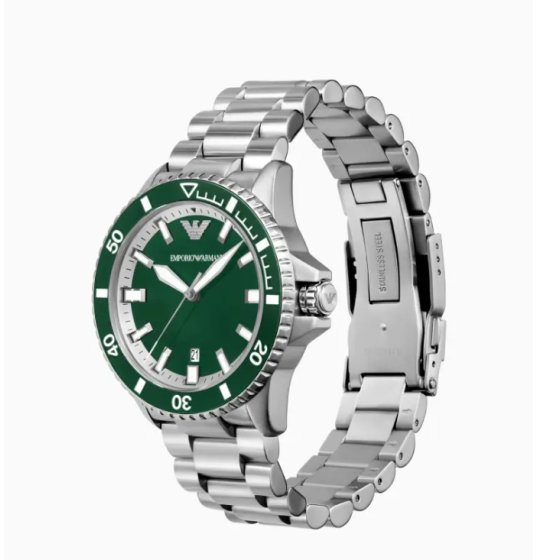 men's large dial luminous diving steel belt mechanical watch