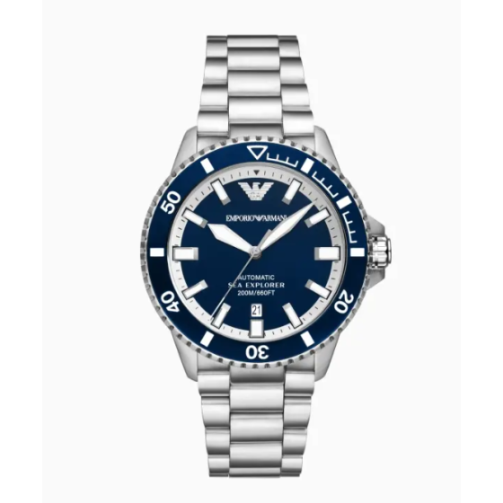 Men's Large Dial Luminous Diving Plain Steel Strap Mechanical Watch