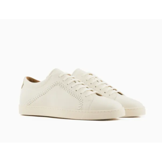 Men's sheepskin lace-up low-top round-toe flat casual sneakers