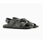 Men's cowhide leather cross-woven strap flat fashion sandals