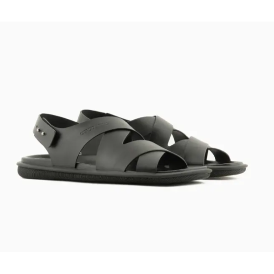 Men's cowhide leather cross-woven strap flat fashion sandals