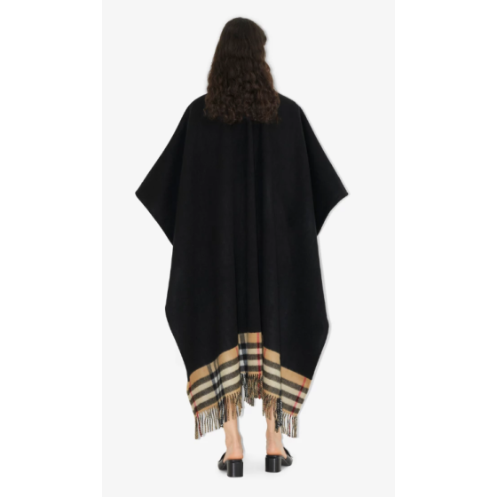 Reversible Check Wool Cashmere Cape