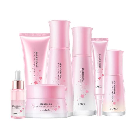 Private Label Skincare Sets Sakura Cream Set Organic Face Serum Whitening Skin Care Set Facial Rejuvenating Anti Aging Natural
