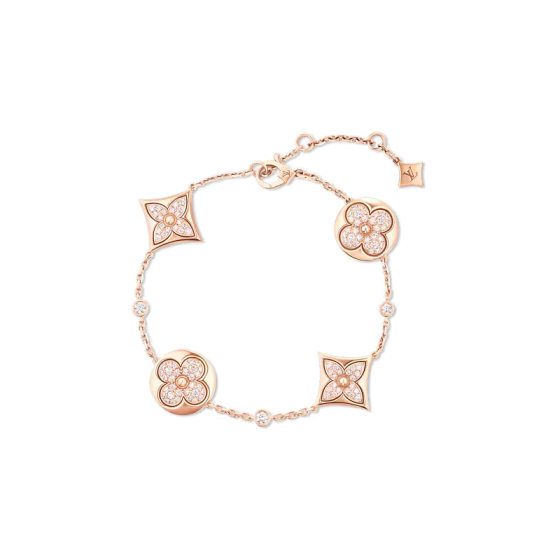 Color Blossom BB Multi-Motifs Bracelet, Pink Gold And Diamonds