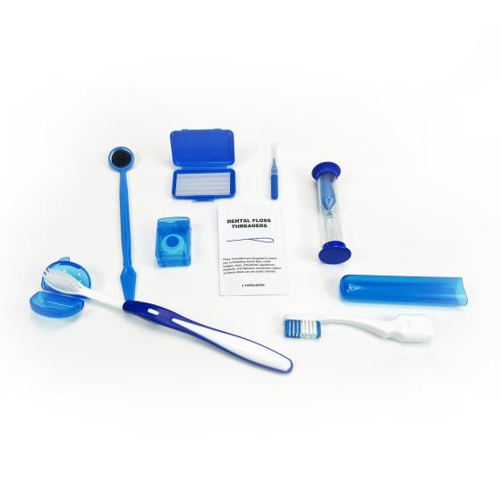 Portable Orthodontic Kit Oral Care Dental Hygiene Kit with PVC Bag 8 Pieces Set