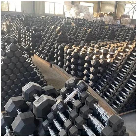 Wholesale Custom Logo Hex Dumbbell Set Gym Equipment & Weightlifting Fitness Training Rubber Dumbbells