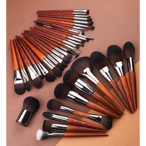 Custom 37Pcs MUF Series Wood handle Aluminium ferrule High quality Cruelty Free makeup brushes Factory wholesale Spot sale