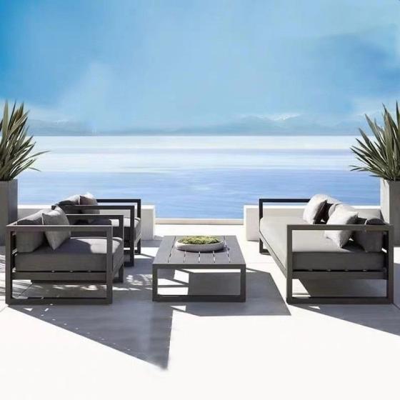 Outdoor Furniture Set Nordic Modern Aluminum Garden Waterproof Sofa With Chair & Table, Customized Outdoor Furniture