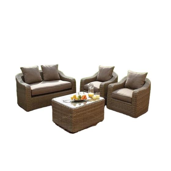 China Wholesale Retailer 4Pcs Outdoor Garden Leisure Aluminum Rattan Sofa Set