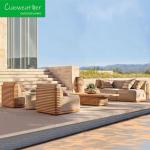 Hotel Luxury Modern Teak Outdoor Sofa Solid Wood Waterproof Sun Patio Set Hotel Garden Sofa Set Teakwood Outdoor Furniture Set
