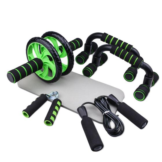 High Quality Exercise Fitness Wheel Roller Workout For Gym With Mat 7-In-1 Push-Up Bar Jump Rope Hand Gripper Ball