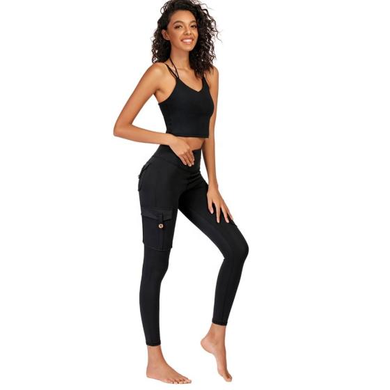 Gym Fitness Wear Clothes Black Two Pieces Yoga Set high Waisted Workout Leggings Set Yoga Sets Fitness Women