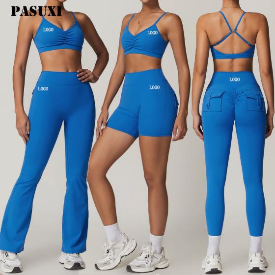 PASUXI Wholesale Women Seamless Gym Fitness Plus Size Yoga Sets Women Crop Top Sports Bra Leggings 2 Piece Set