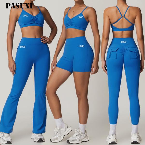 PASUXI Wholesale Women Seamless Gym Fitness Plus Size Yoga Sets Women Crop Top Sports Bra Leggings 2 Piece Set