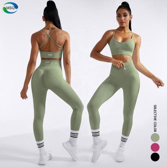 Wholesale Custom Gym Clothes 2 Piece Seamless Yoga Winter Womens workout sets Active Sets Long Sleeve Crop Top Gym Fitness Sets